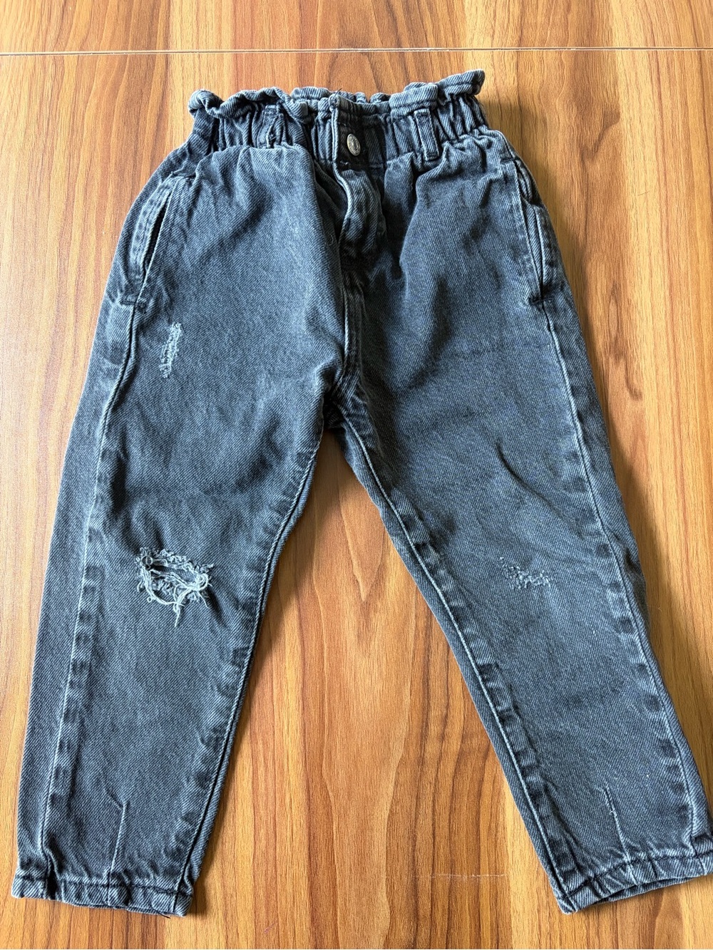 Zara 3-4Y Paperbag Black Distressed Jeans